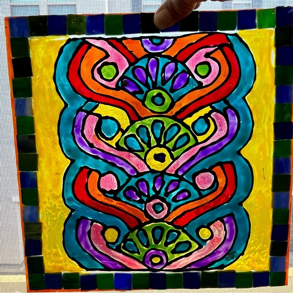 Colorful Stained Glass Panel 12/12 inches